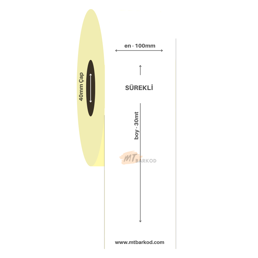 100mm x Boşluksuz Termal Etiket