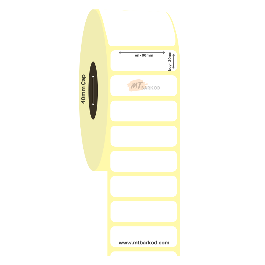 60 x 20 Lamine Termal Etiket