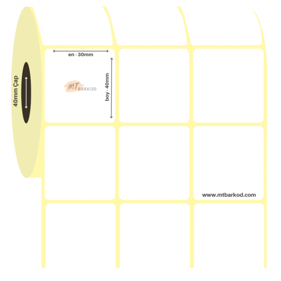 30x40 Yan Yana 3’lü Kuşe Etiket | Yazıcı Etiketi