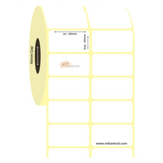 40x20 Yanyana 2’li Termal Etiket, Yapışkanlı Termal Barkod Etiket